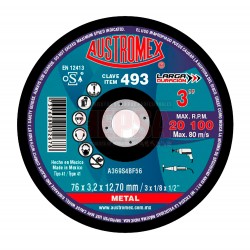 493 DISCO ABRASIVO PARA CORTE DE METAL 3"X1/8"X1/2" AUSTROMEX