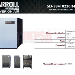 SECADOR DE AIRE REFRIGERATIVO 3.8 M3/MIN CARROLL SD-38410220INX-S