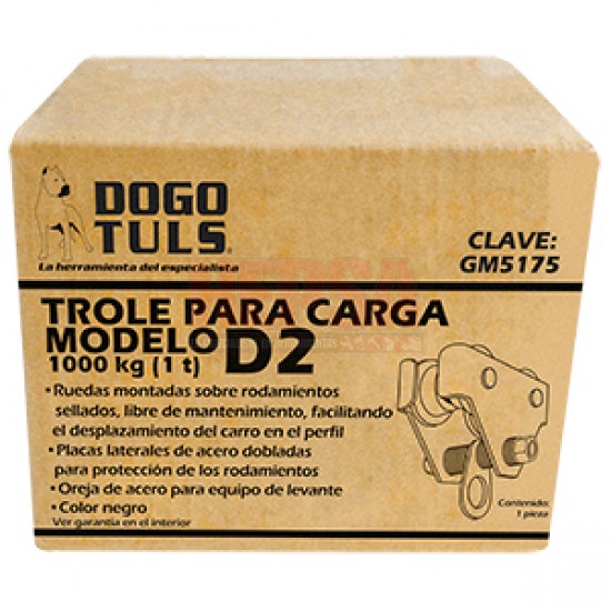 TROLE PARA CARGA CAPACIDAD DE 1000KG COLOR NEGRO MODELO D2 DOGOTULS GM5175