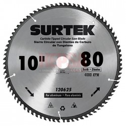 Disco Sierra Circular Para Aluminio 10"80 Dientes SURTEK 120625