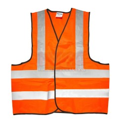 Chaleco de seguridad tela naranja con cintas reflejantes SURTEK 137377