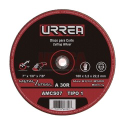 DISCO ABRASIVO TIPO 1 PARA METAL 7" X 1/8" URREA AMCS07