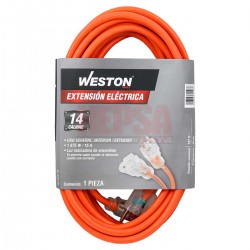 CABLE D/EXTENSION ELECTRICA SJTW14/3C C/IND. 15M " NOT COATED, FULL COPPER" WESTON W-50150