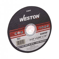 DISCO CORTE P/INOXIDABLE Y METAL 4-1/2"X0.045" WESTON Z-20197